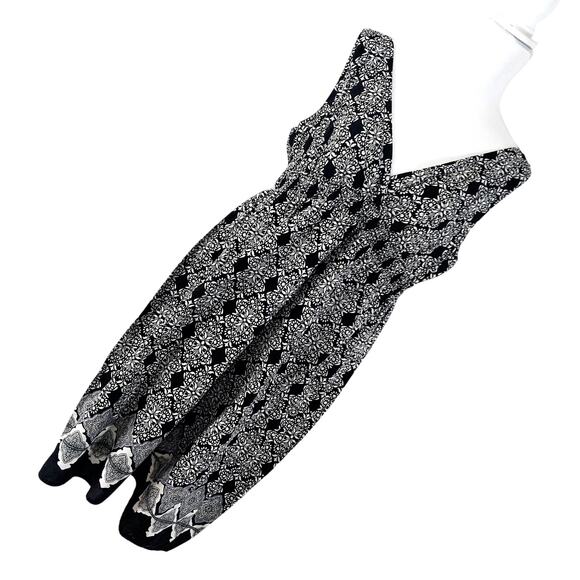 SONOMA! BLACK & WHITE INDIA PRINT COTTON, RUCHED WAIST SUN DRESS! SZ L - Picture 1 of 9